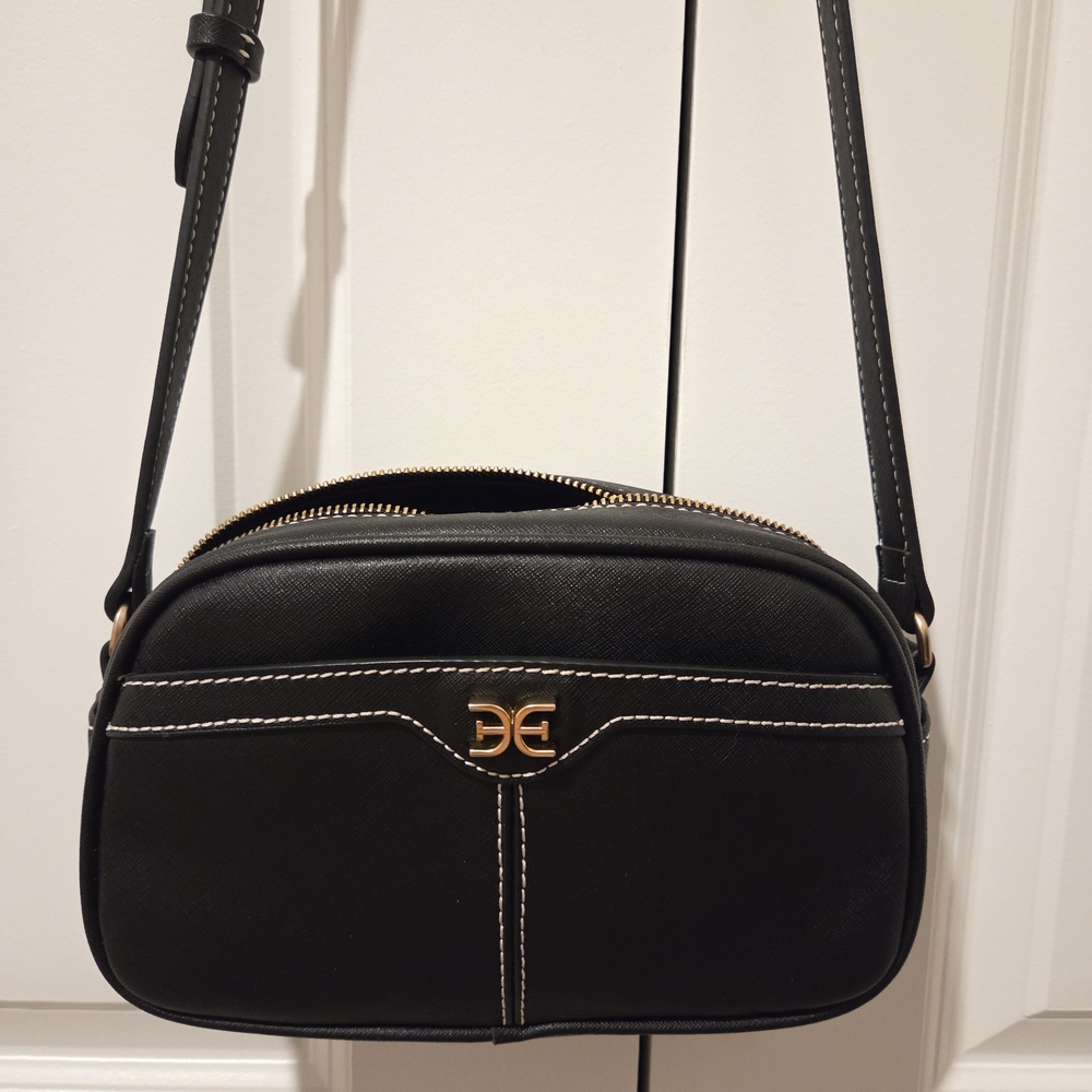 Sam Edelman Saige Leather Camera Bag Black Crossbody